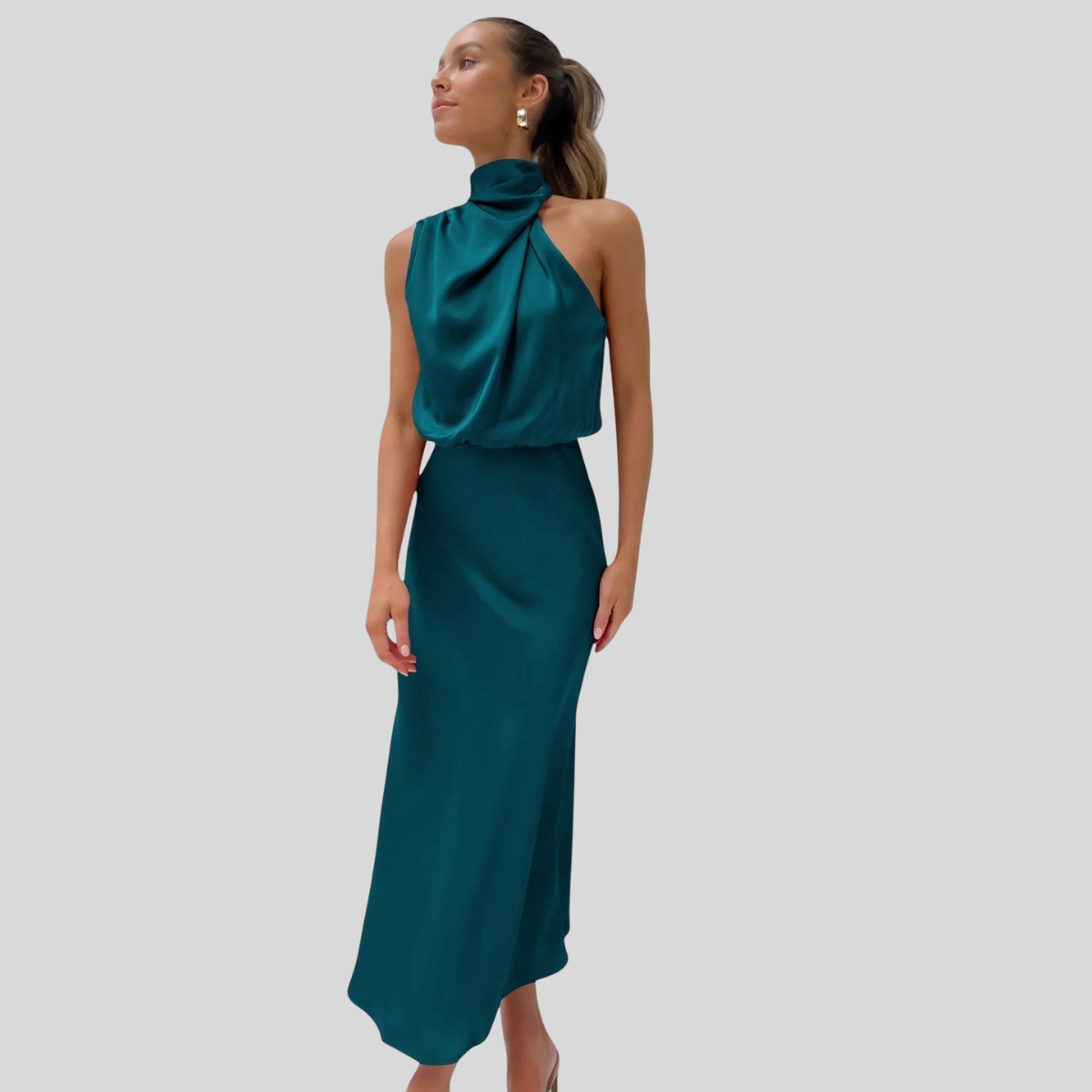 Ava™ | Glamorous Satin Halter Dress