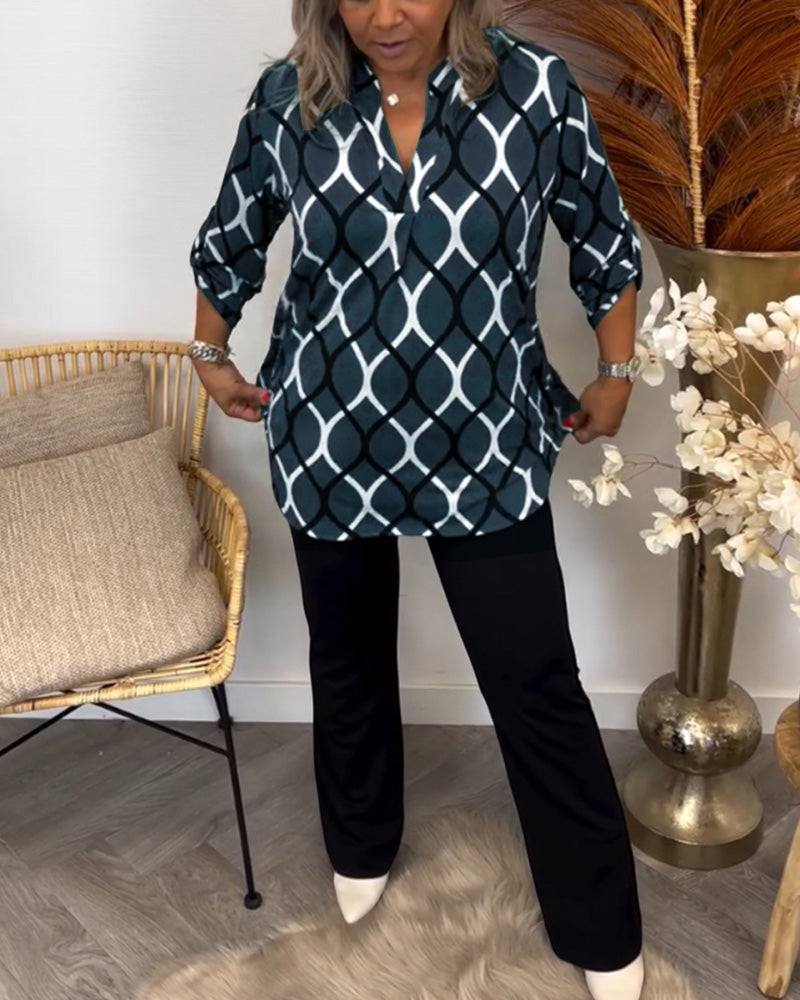 CHRISTABEL | CASUAL LONG-SLEEVE PATTERNED BLOUSE