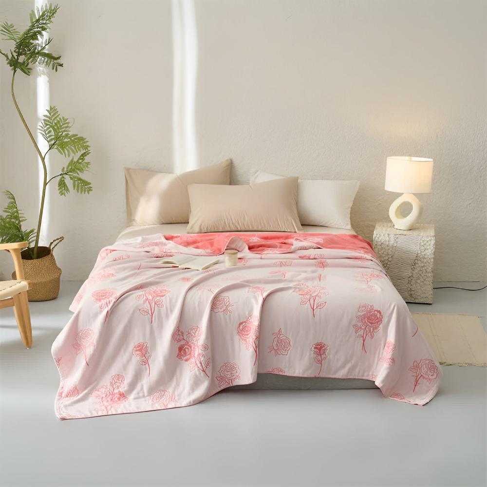 Serenity Rose Cotton Throw Blanket