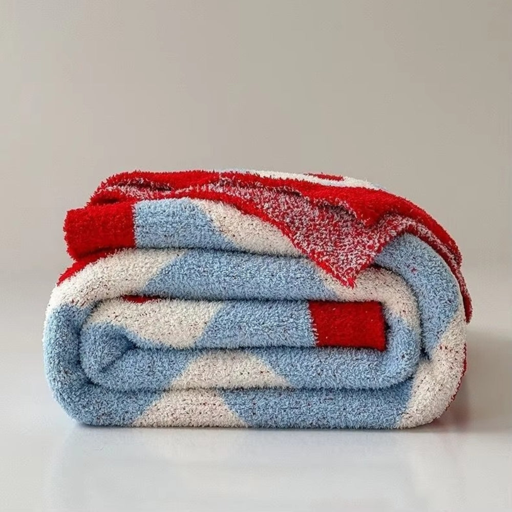 Argyle Scarlet Heart Soft Blanket