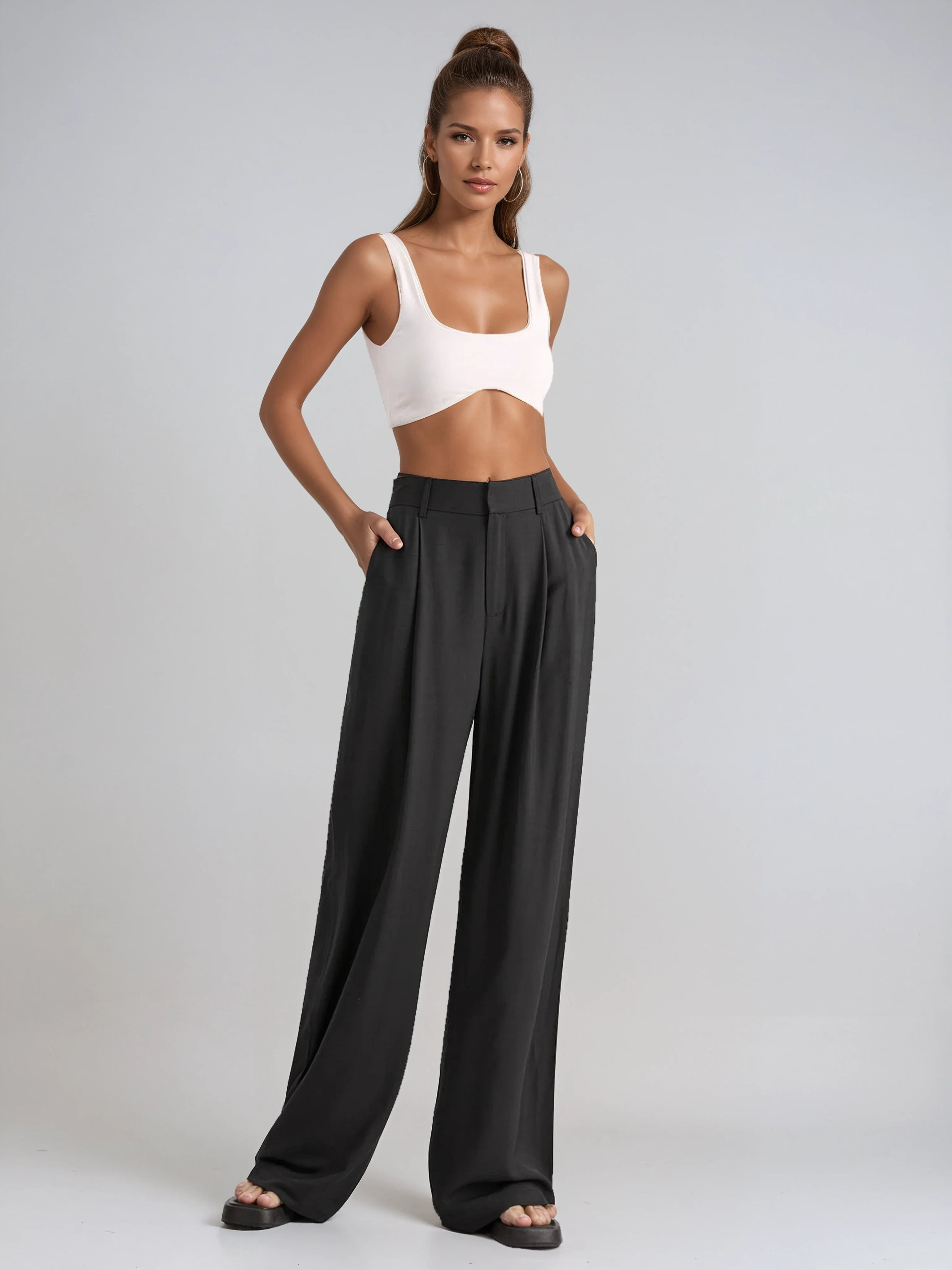 EFFORTLESS CHIC | HIGH WAIST WIDE LEG TROUSERS
