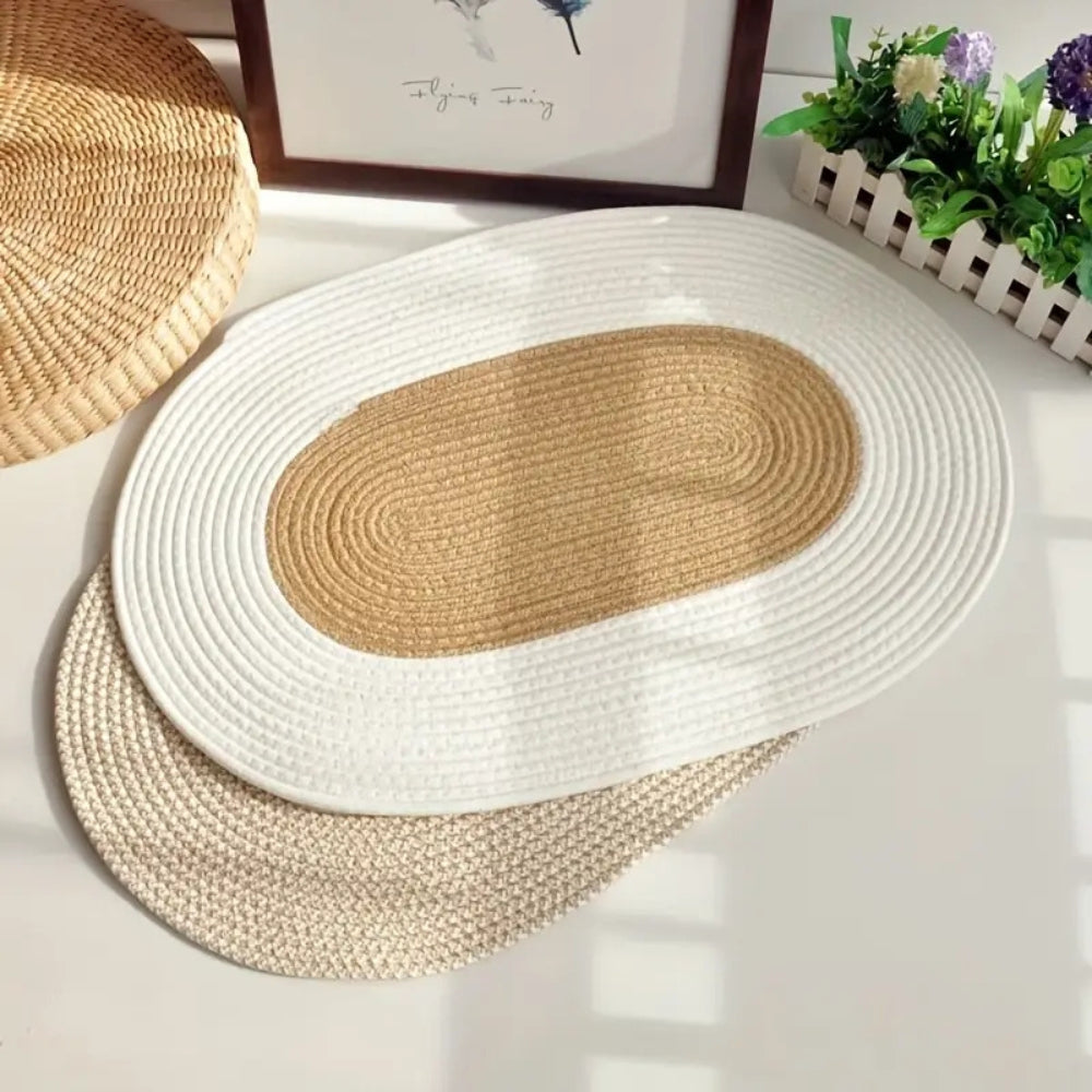 Boho Braided Hemp Oval Rug