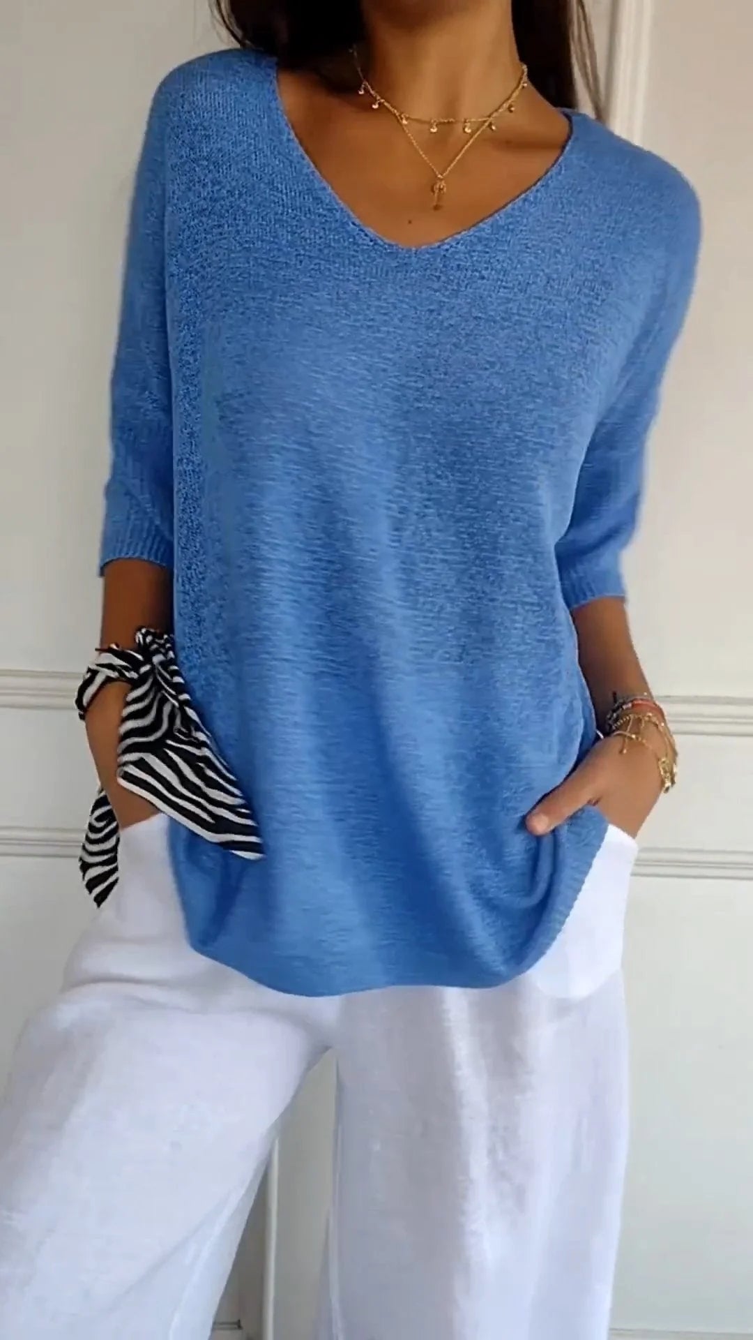 Knit Top Women - Breathable V-Neck Knit Top