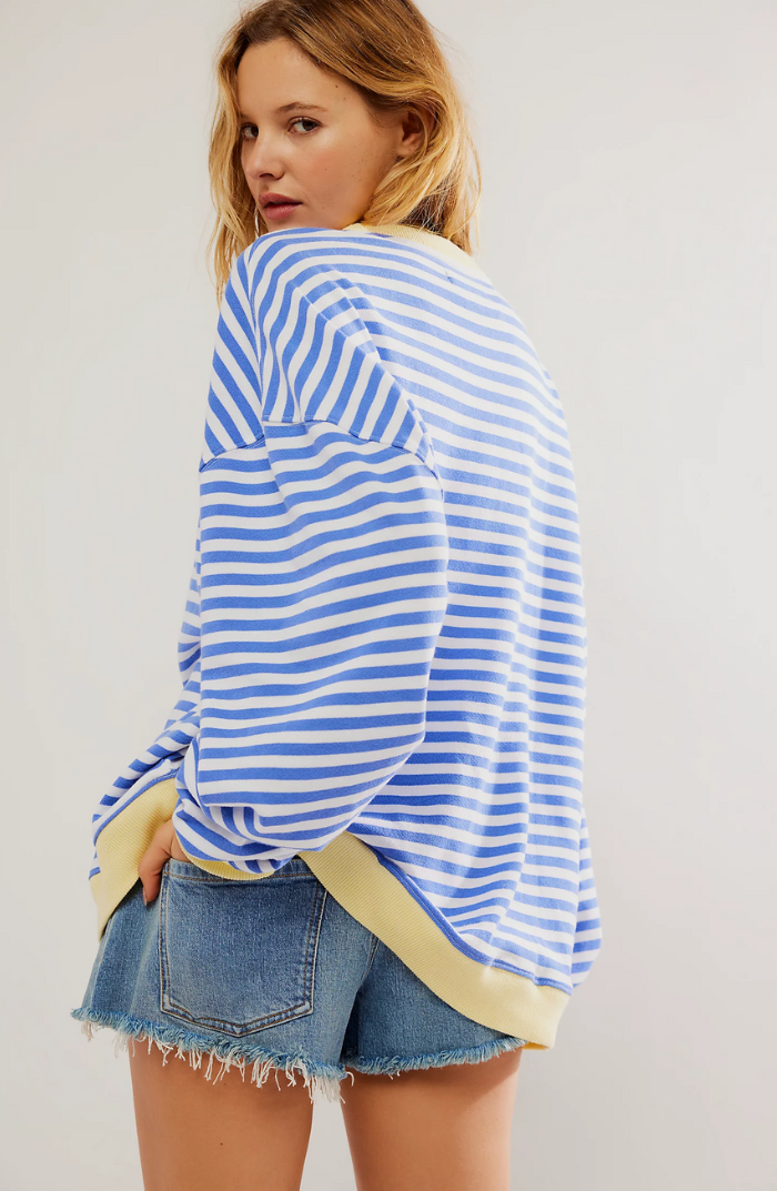 Sweater Women - Oversized Striped Sweater with Dropped Shoulders