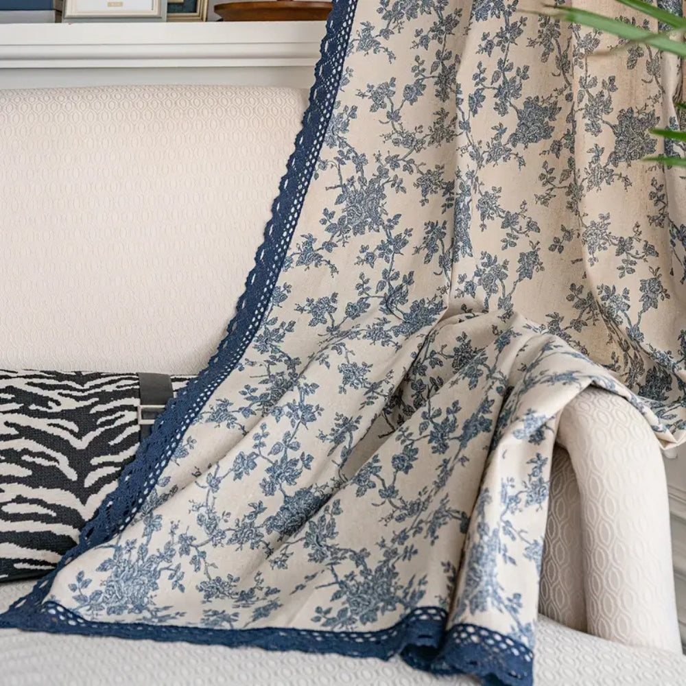 Maribelle Floral Lace-Trimmed Curtain
