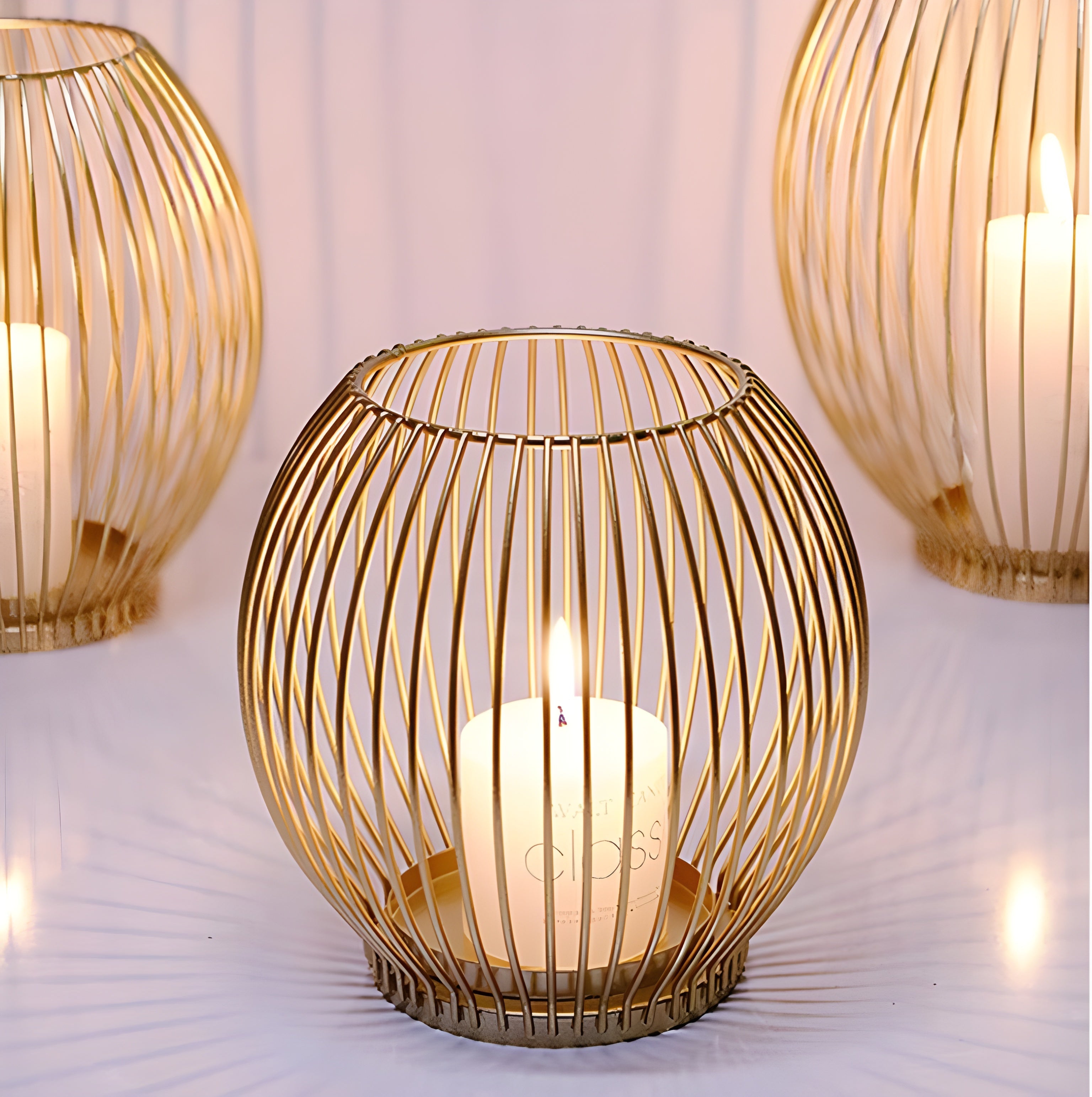 Wireframe Sleek Iron Candle Holder
