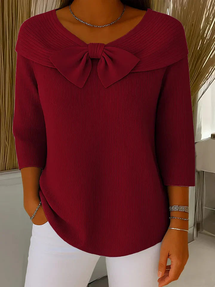 Pullover Women - Knit Detail Pullover with Bow Detail