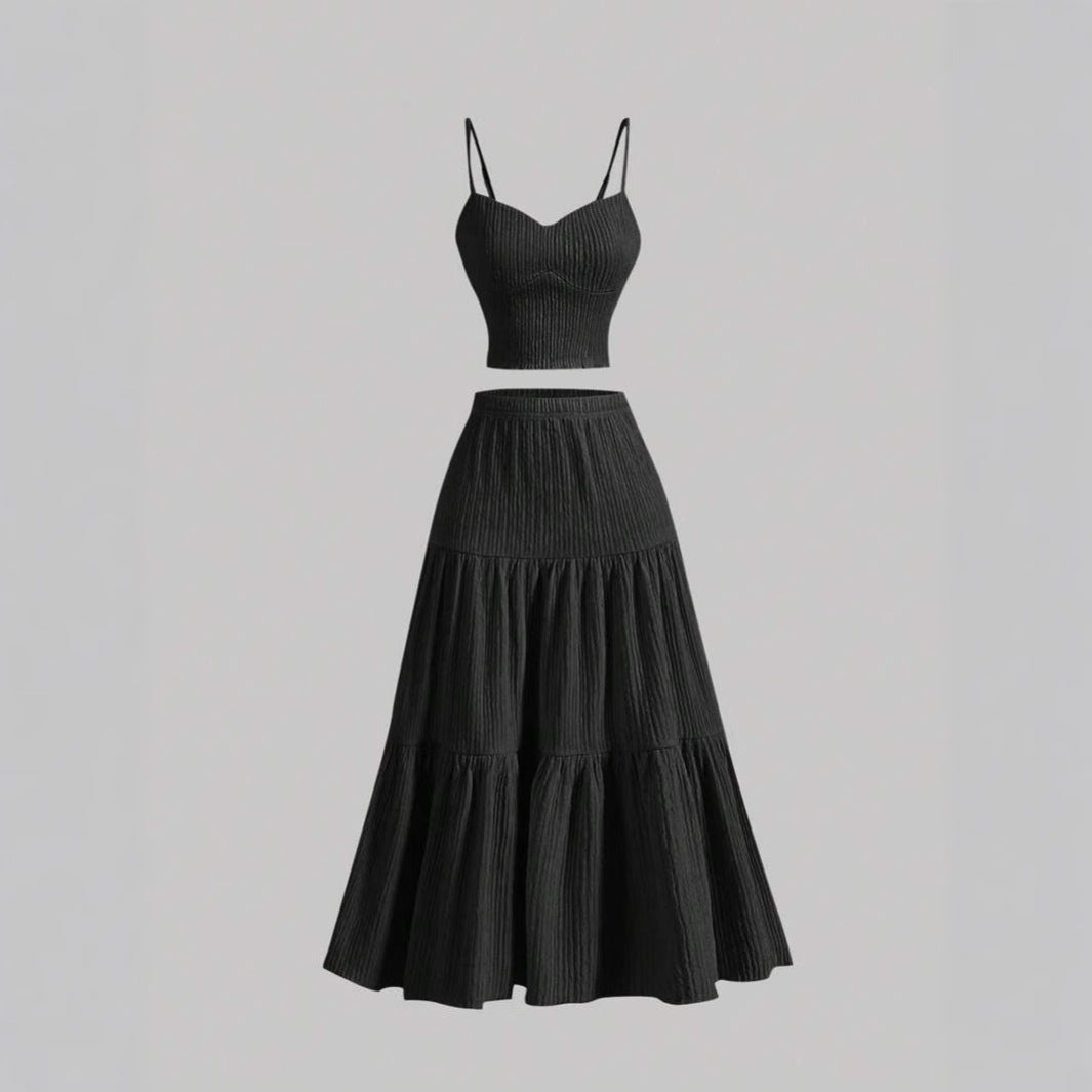 DALI™ - Comfy Sleeveless Crop Top and A-Line Skirt Set