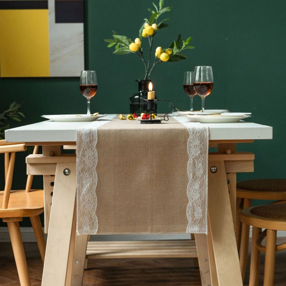 Ornate Blossom Lace Edge Table Runner