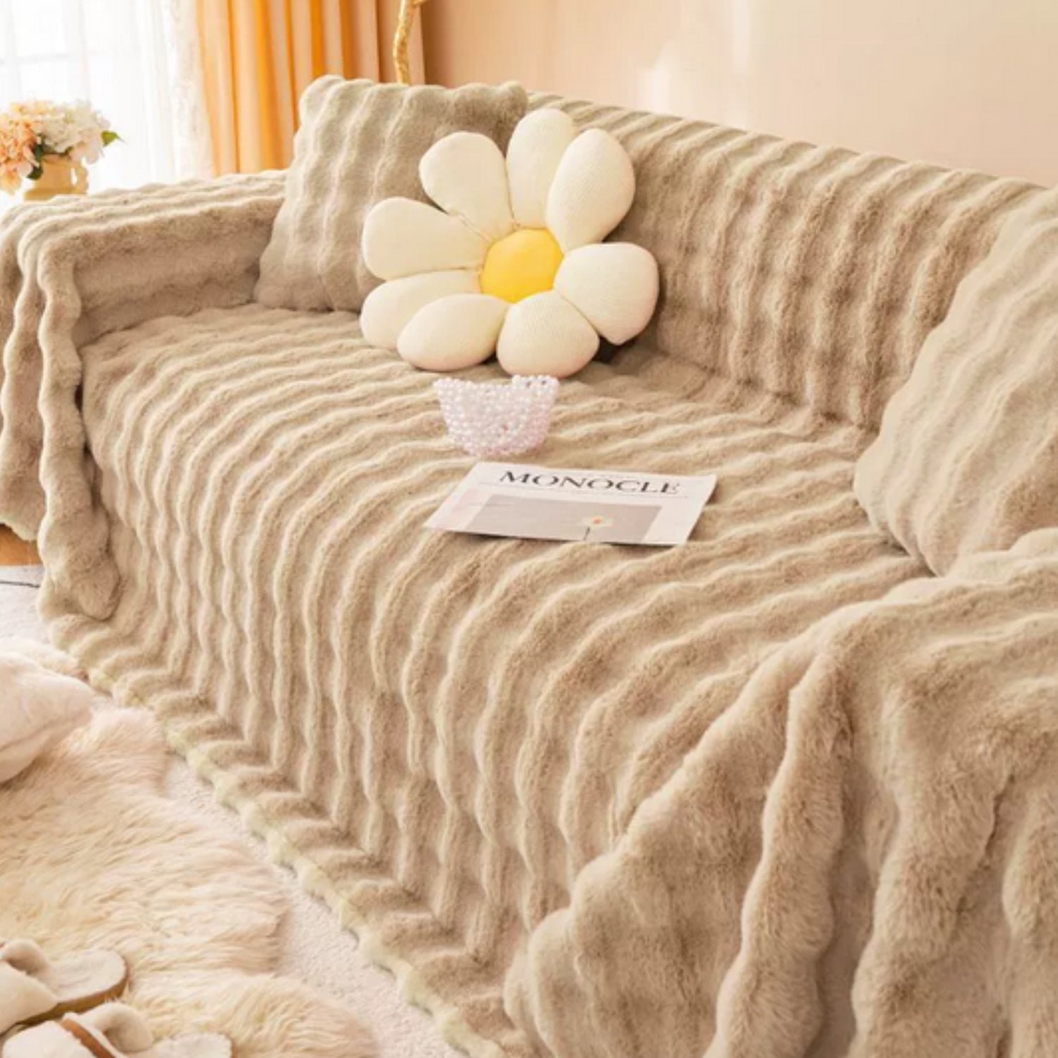Rabbit Faux Fur Blanket Soft Couch Cover