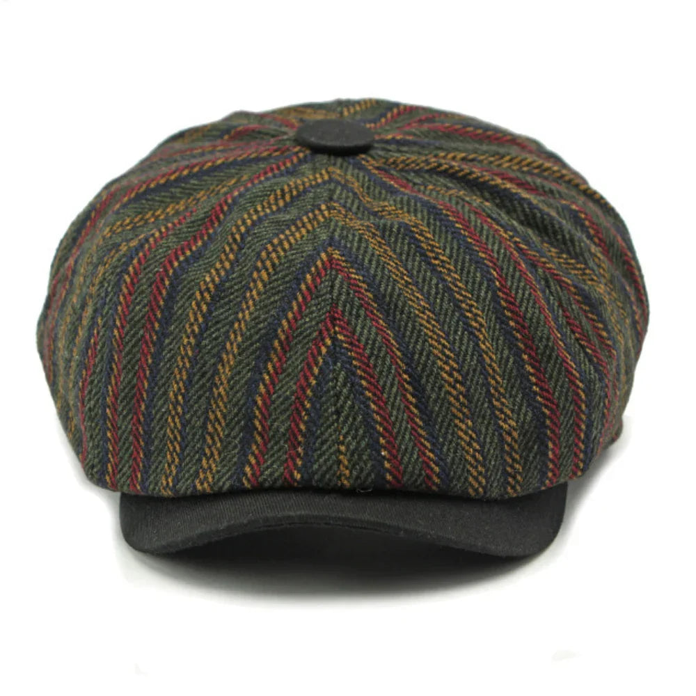 Dorian | Classic Striped Tweed Flat Cap