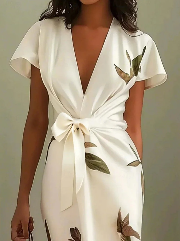 Sasha | Elegant Floral Wrap Midi Dress