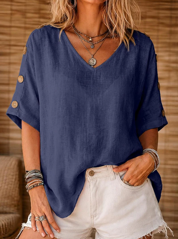 Nadine | Classic V-Neck Batwing Sleeve Blouse