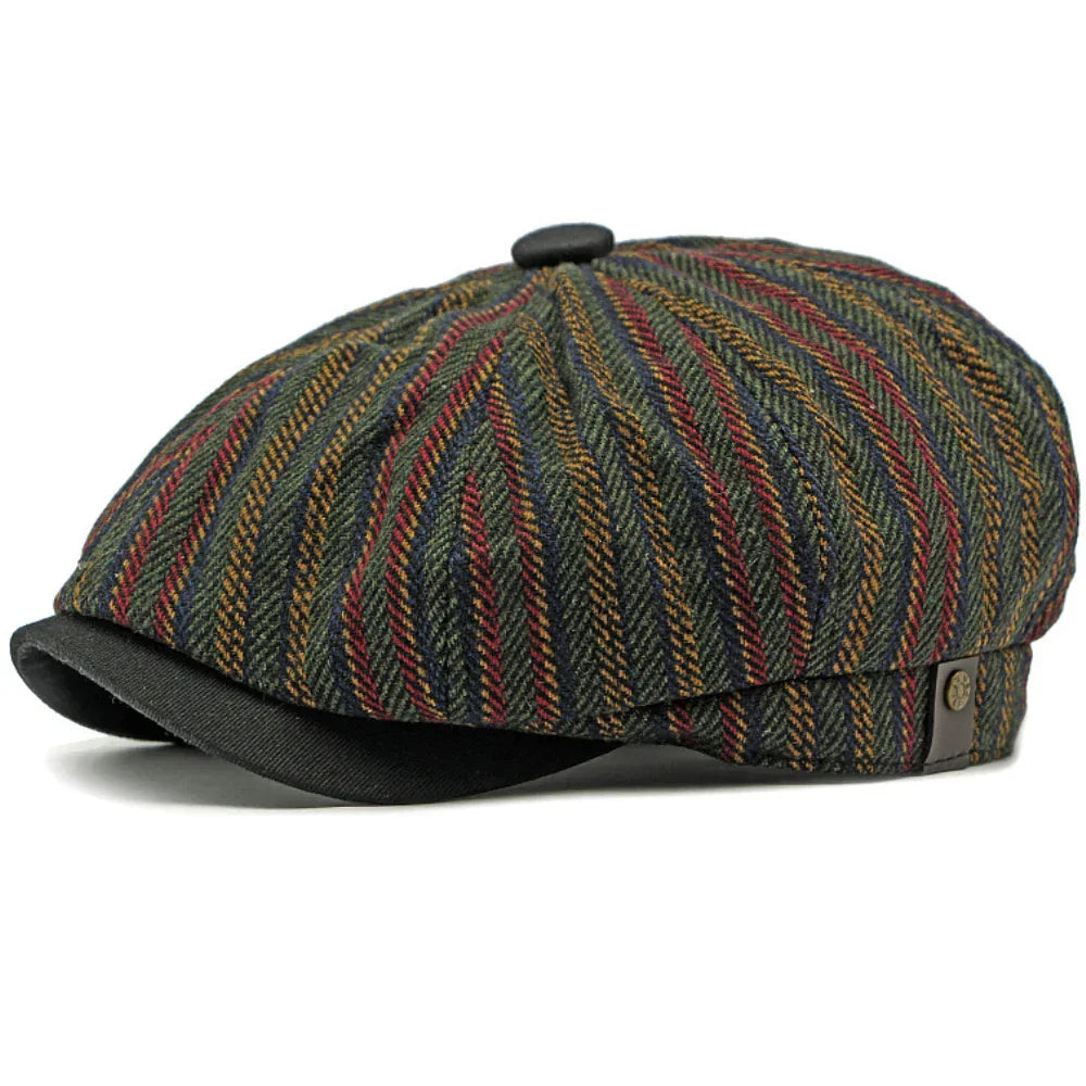 Dorian | Classic Striped Tweed Flat Cap