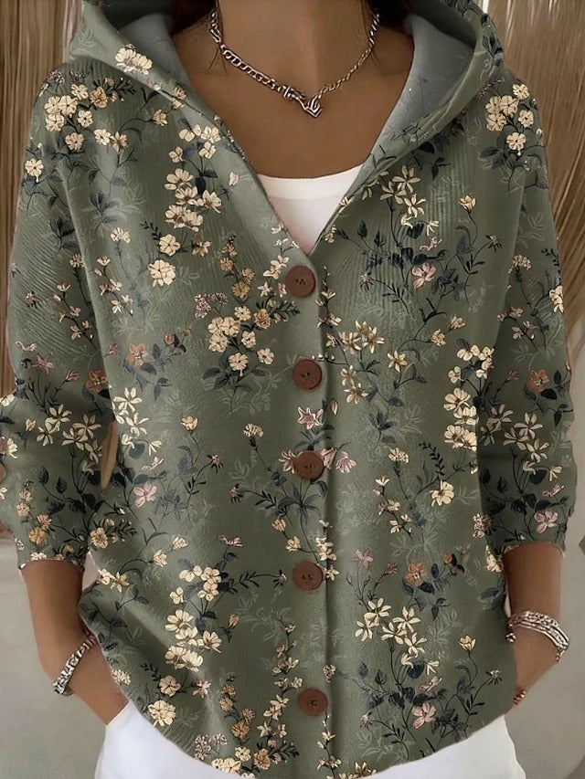 Yvaine | Elegant Button Hooded Sweater