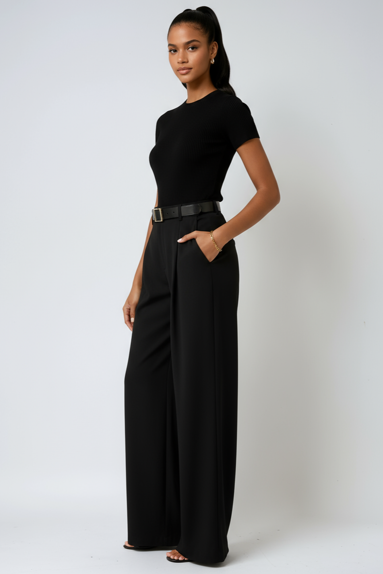 TIMELESS CHIC | HIGH WAIST WIDE LEG TROUSERS IN WHITE