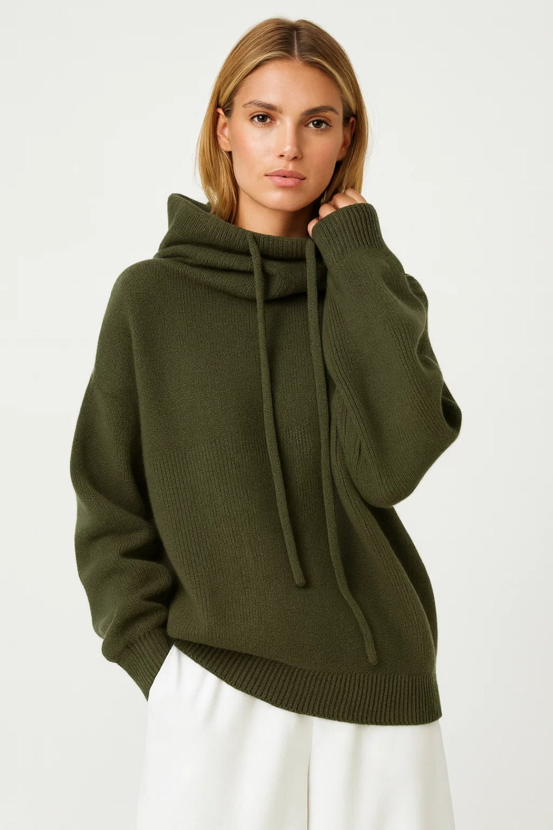 Sweater Women - Knit Oversized Warm Sweater with Collar
