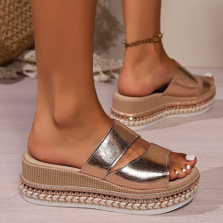 Odette | Comfortable Shiny Platform Sandals