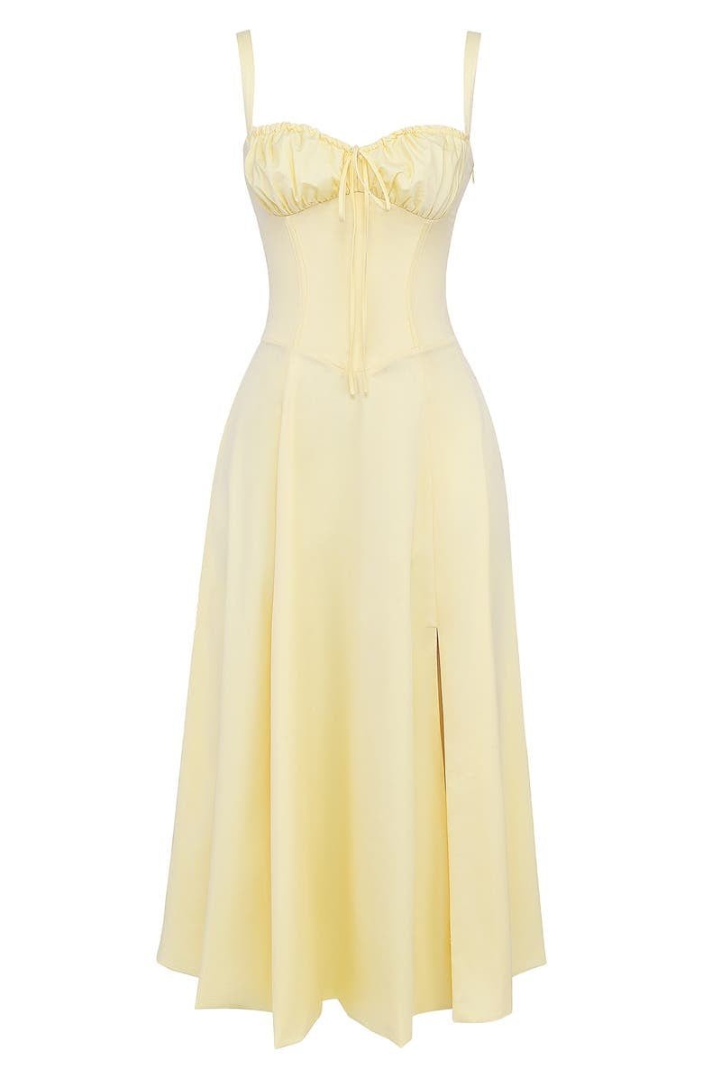 BUSTIER PARTY DRESS | STRUCTURED CORSET STYLE WITH FRONT SLIT