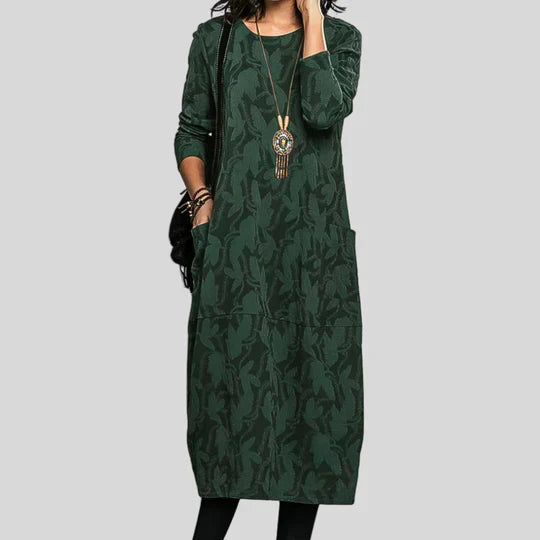 Solveig™ - Textured Patterned Midi Dress