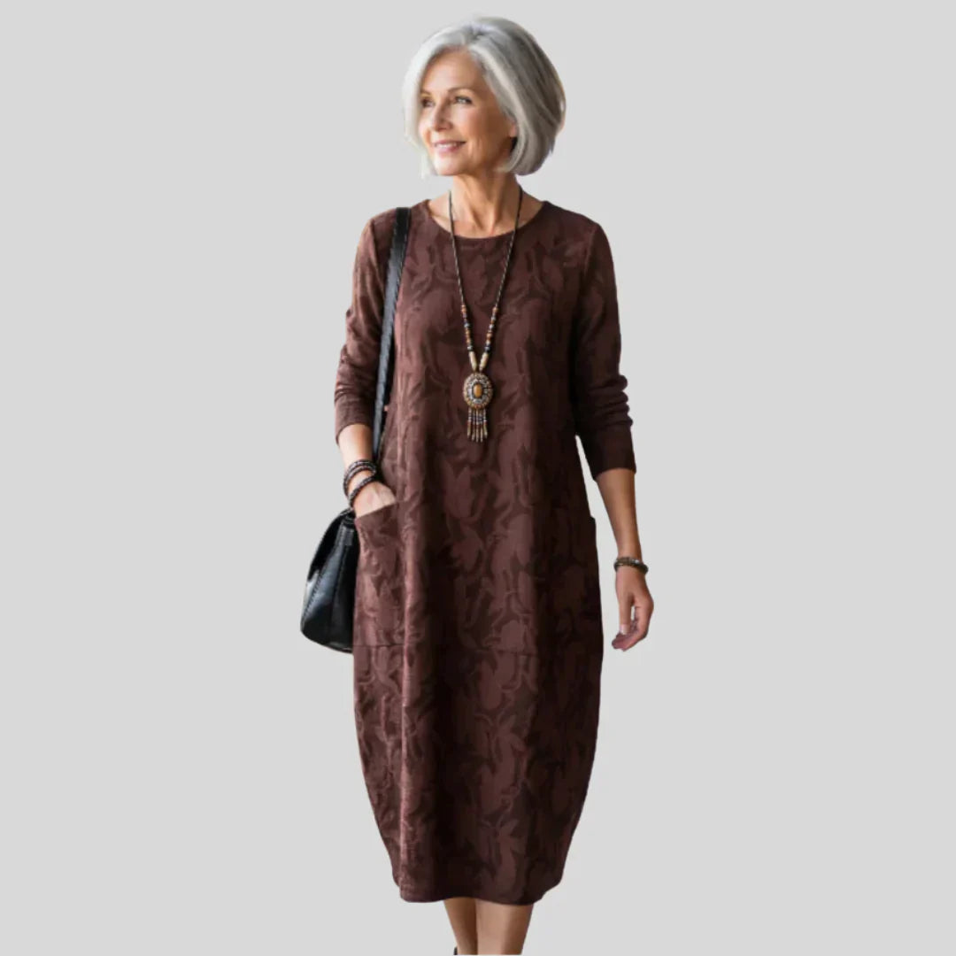 Solveig™ - Textured Patterned Midi Dress