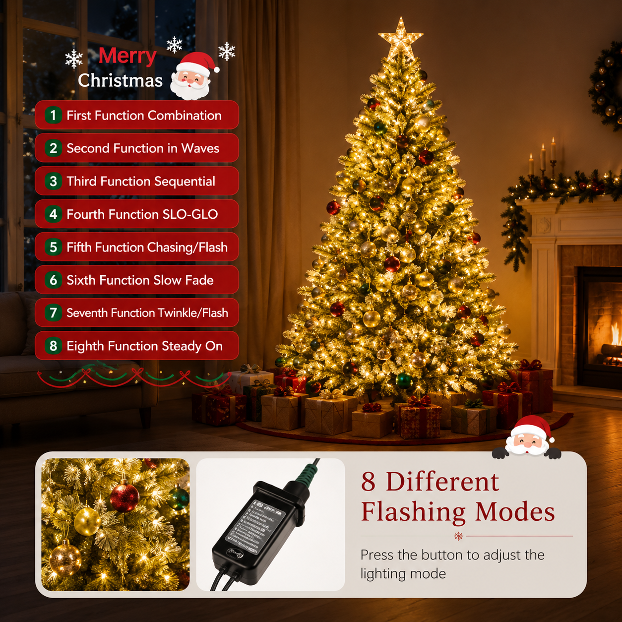 7ft Snow-Flocked Pre-Lit Artificial Christmas Tree – LED Lights & 1100 Mixed PE/PVC Tips