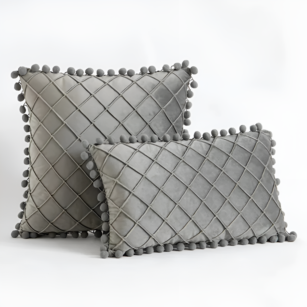 Quilted Luxe Cushion Cover with Pom