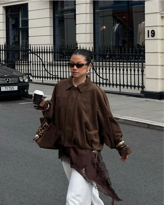 Jacket Women - Oversized Relaxed Jacket with Dropped Shoulders