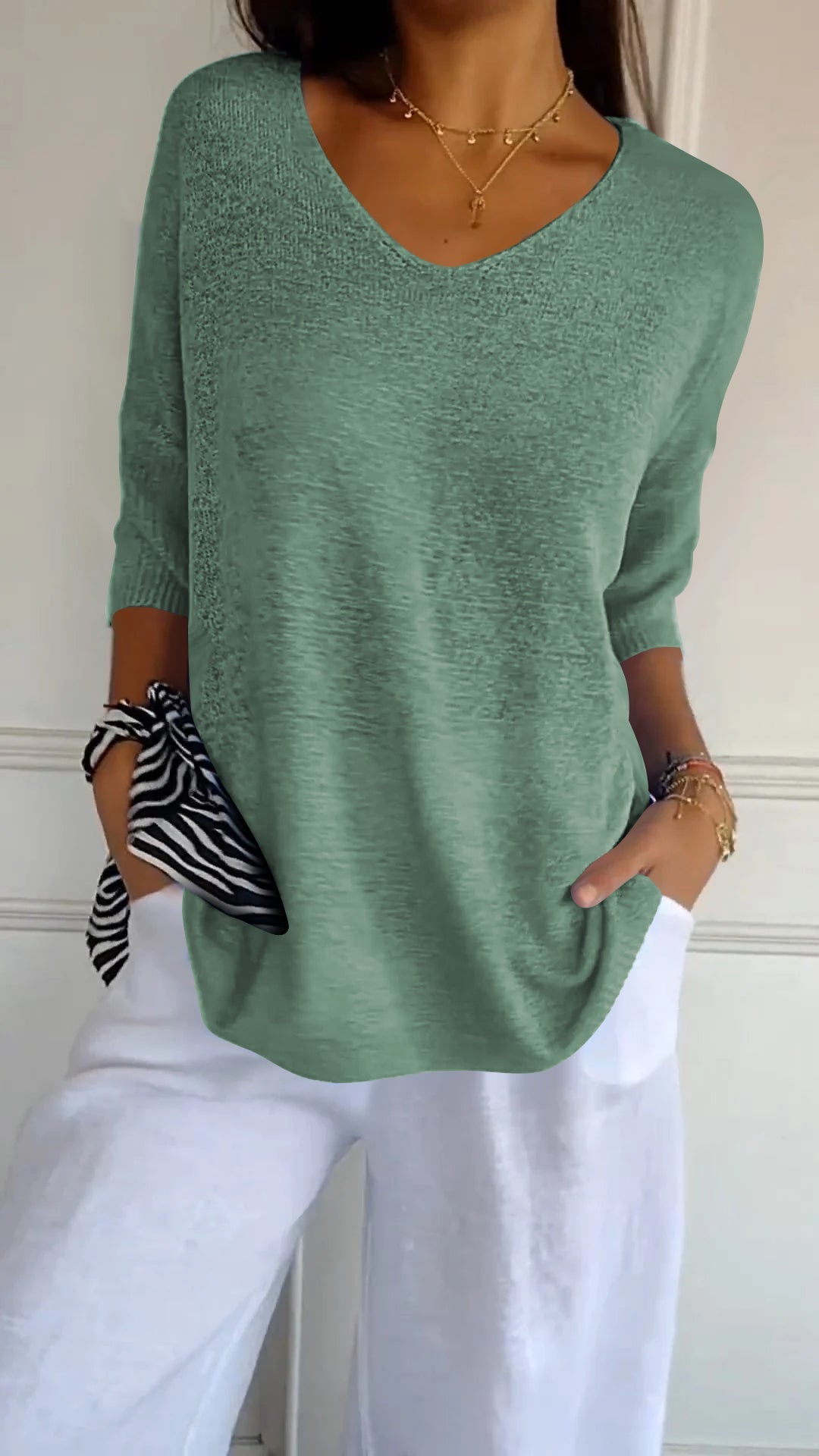 Knit Top Women - Breathable V-Neck Knit Top