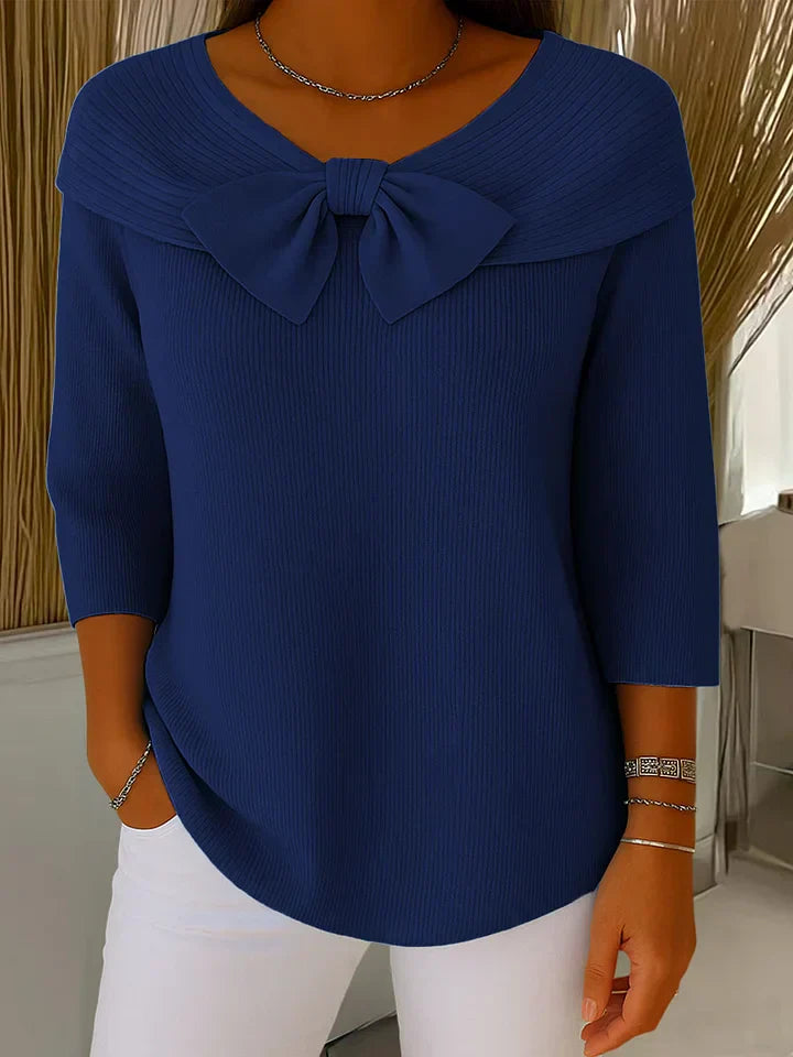 Pullover Women - Knit Detail Pullover with Bow Detail