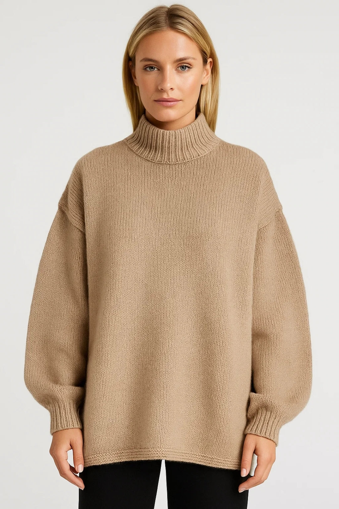 Sweater Women - Oversized Chunky Winter Sweater with Turtleneck