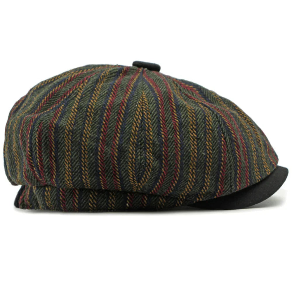 Dorian | Classic Striped Tweed Flat Cap