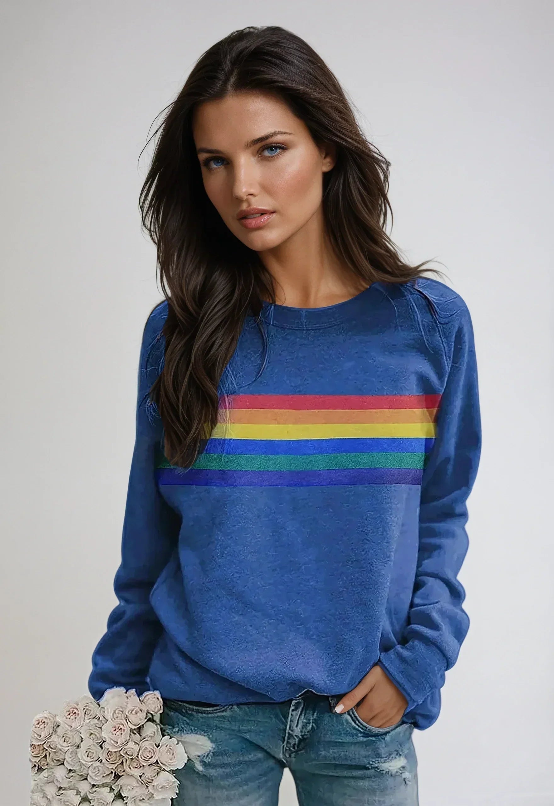 OVERSIZED SWEATSHIRT WITH RAINBOW STRIPES