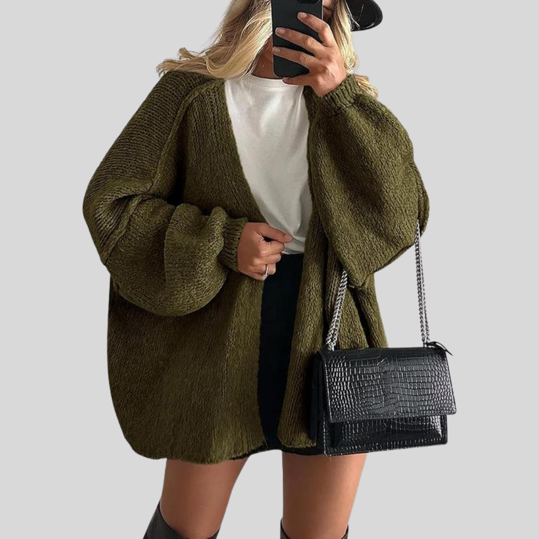 VERONIKA™ - Oversized Fit Lantern Sleeve Autumn Knit Cardigan