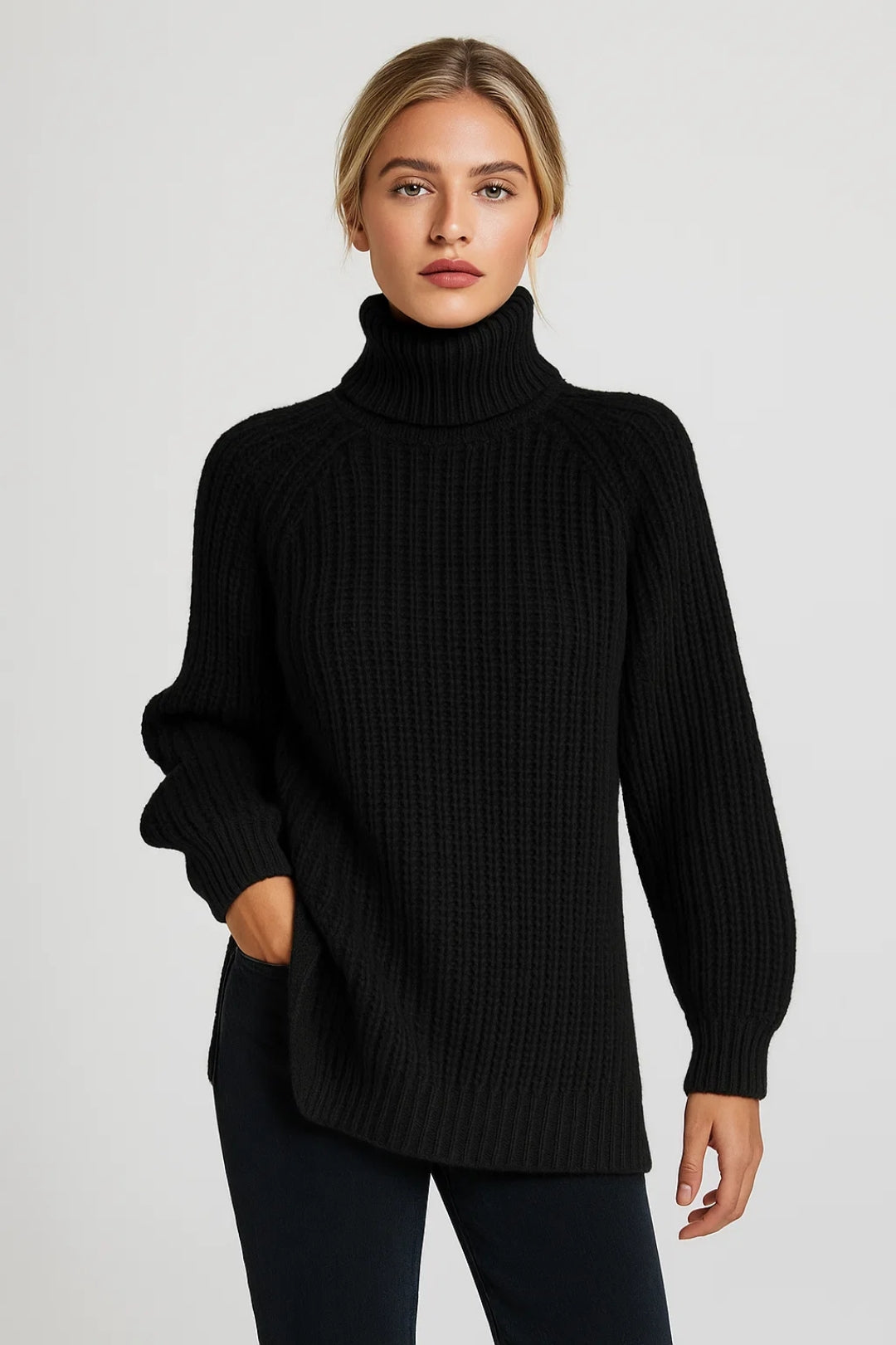 Sweater Women - Oversized Chunky Winter Sweater with Turtleneck