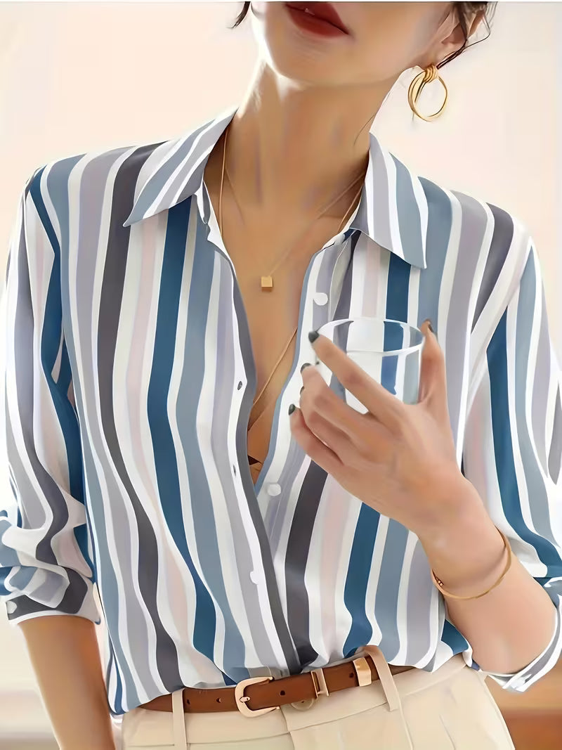Serena | Striped Button-Up Shirt