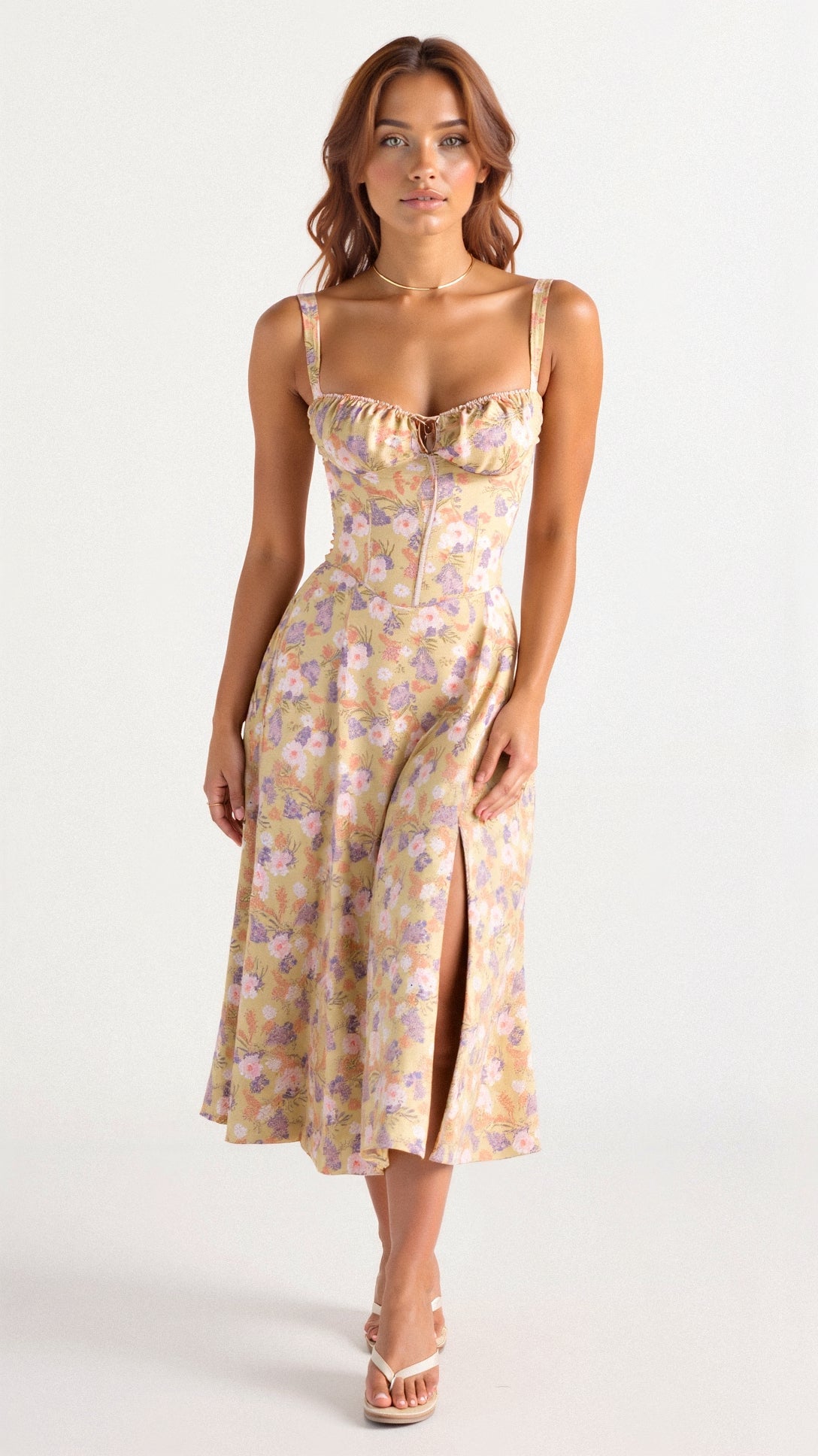 BUSTIER PARTY DRESS | STRUCTURED CORSET STYLE WITH FRONT SLIT